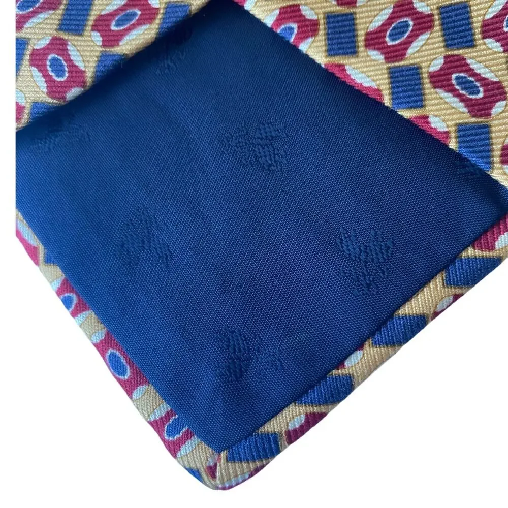 Brooks Brothers Makers Vintage Tie 100% Silk Made USA Yellow Blue Maroon 60